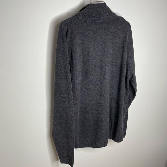 Oscar De La Renta Gray 1/4 Quarter Zip Sweater Knit Collar Charcoal Large L - Picture 4 of 5